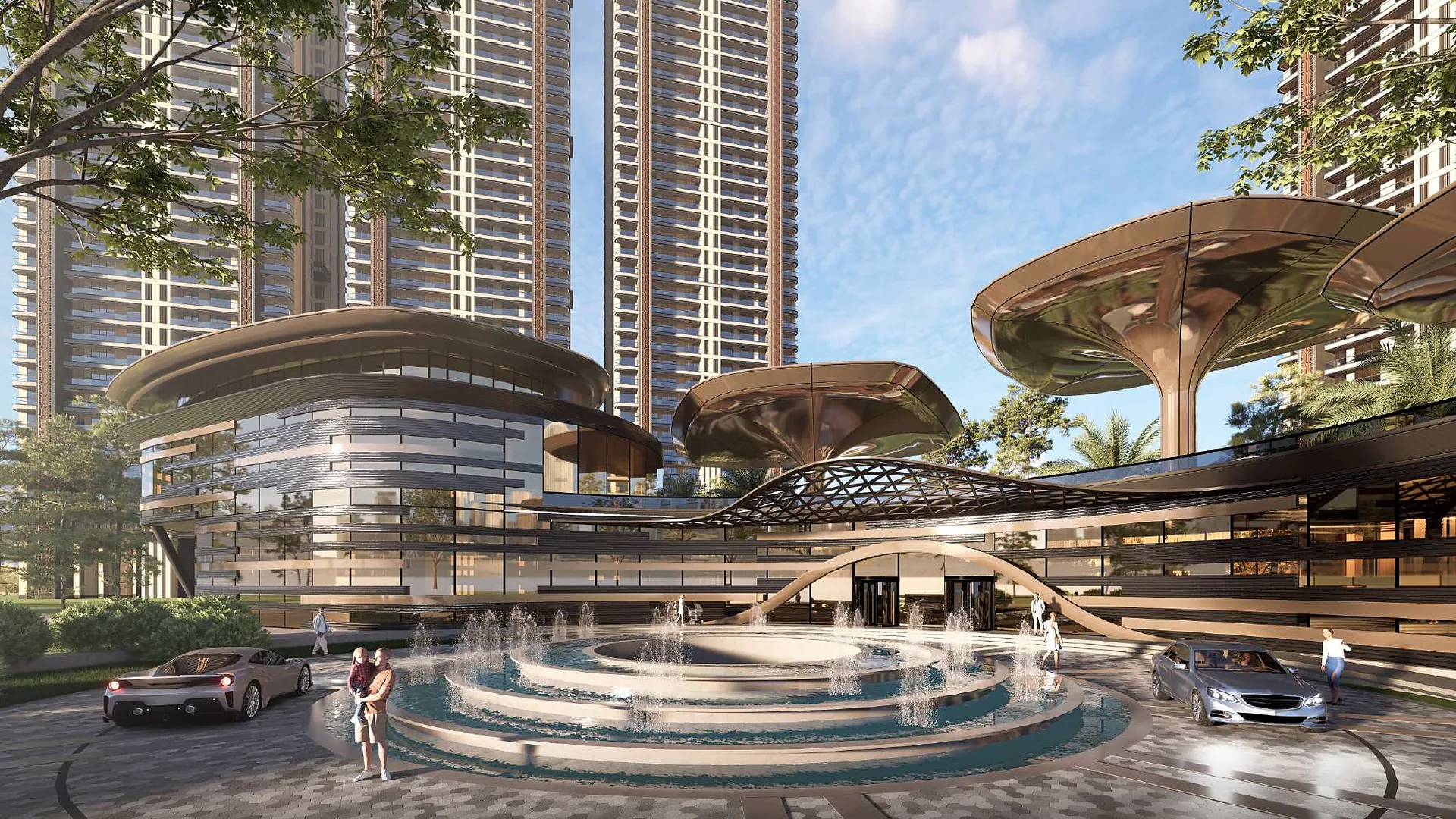 The Elysian Club entrance with copper canopies (artist's impression)