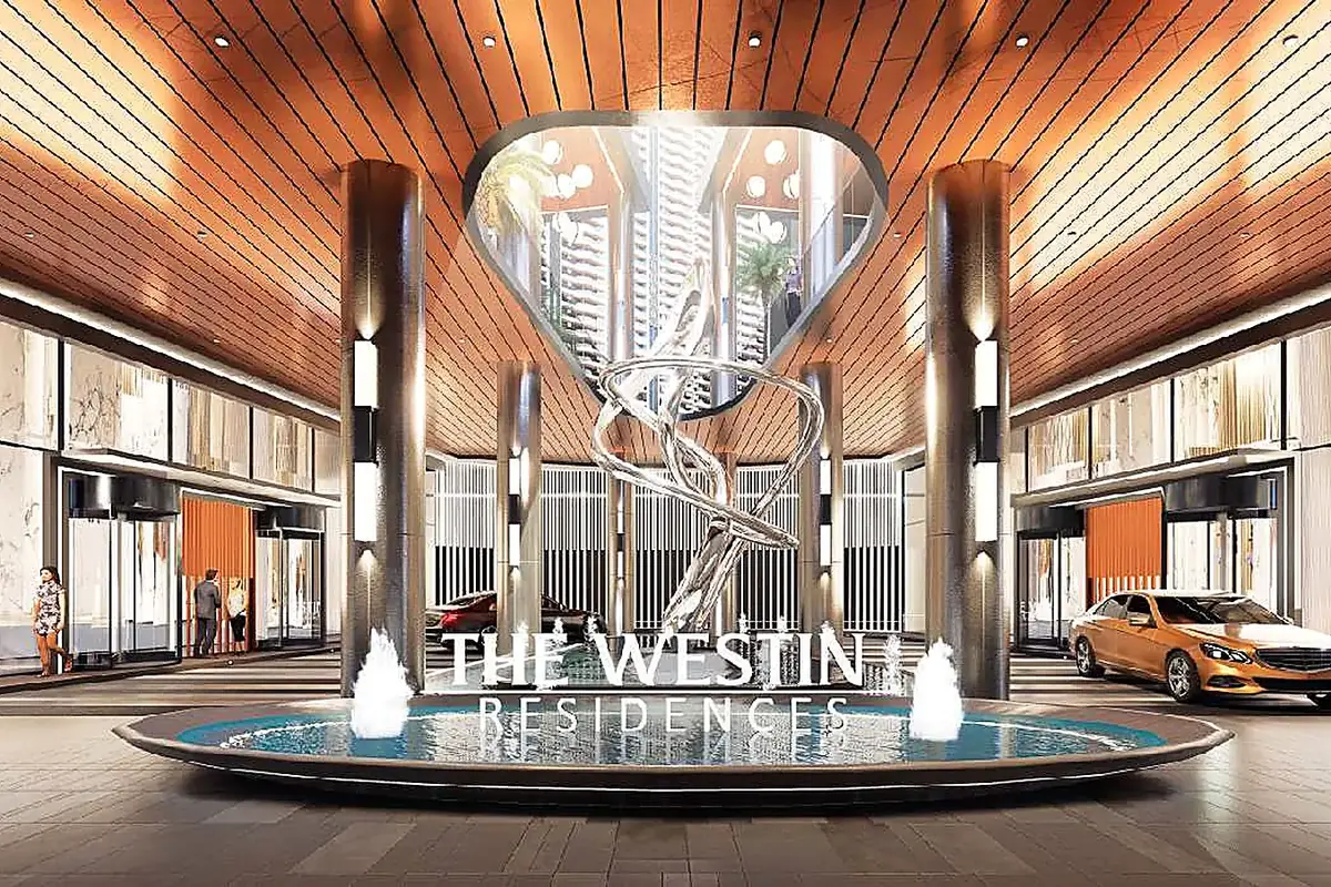 Tower drop-off with a sculptural fountain (artist's impression)