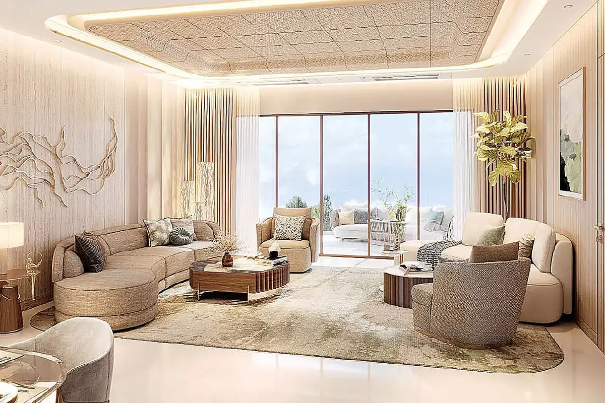 Living room of the show apartment (artist's impression)