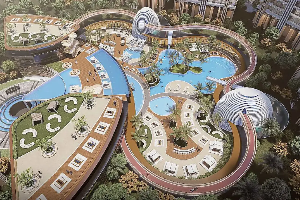Aerial view of the club and landscape on 30 ft stilts (artist's impression)